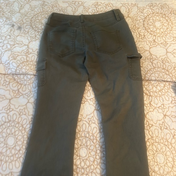 Army Green Cargo Bootleg Low Rise Jeans - Picture 2 of 5